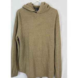 Commerce Textured Hoodie Mens L Beige Excellent Camel Heather Waffle Knit Preppy